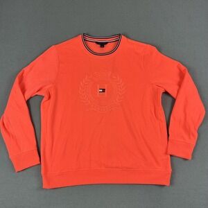 Tommy Hilfiger Sweater Mens‎ Large Red Crest Pullover Embroidered Crewneck New